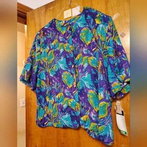 Maggie McNaughton Womens 2-Piece Short Sleeve Floral Jacket/Skirt Set SZ 24W